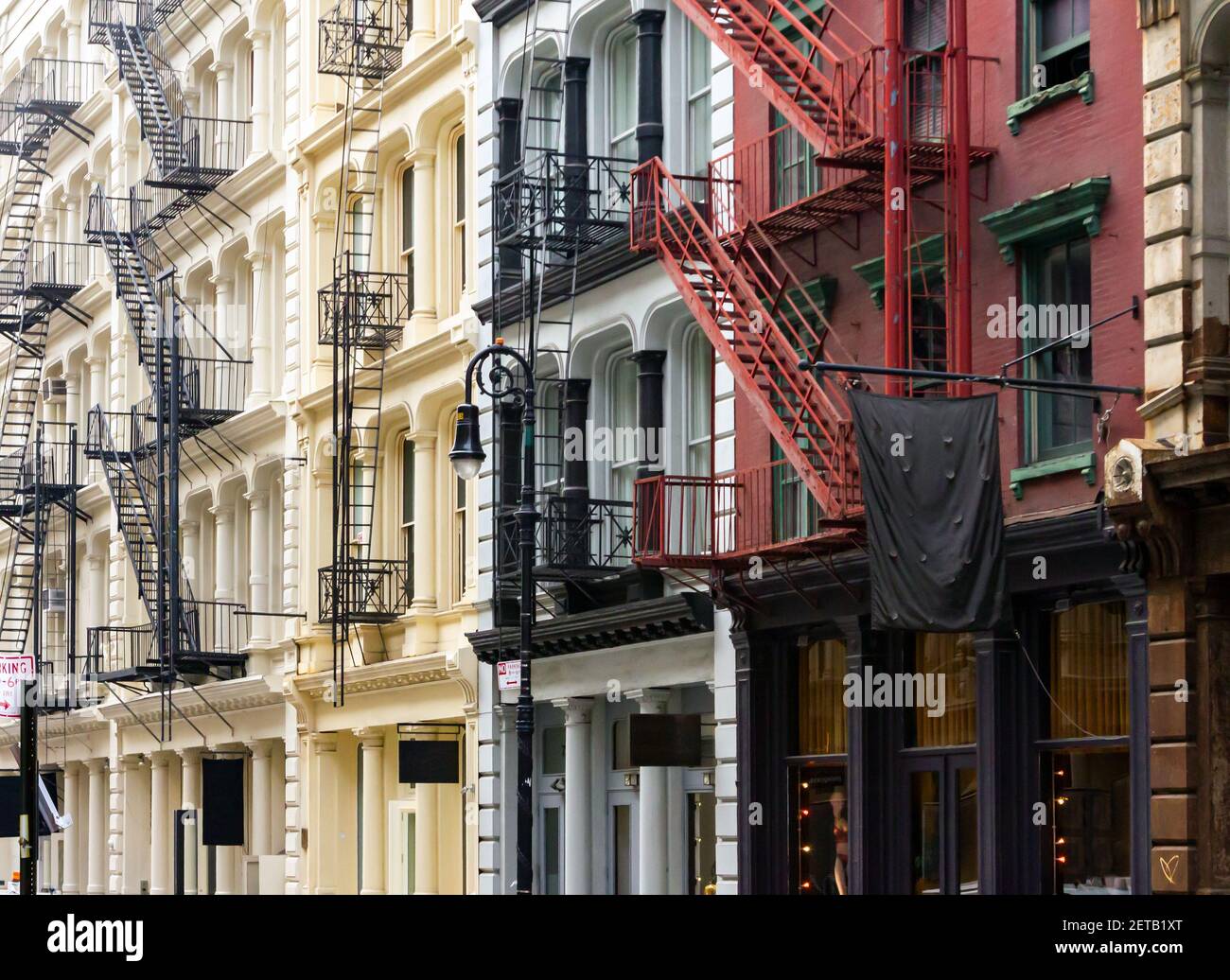 SoHo New York City historic buildings along Greene Street in Manhattan ...