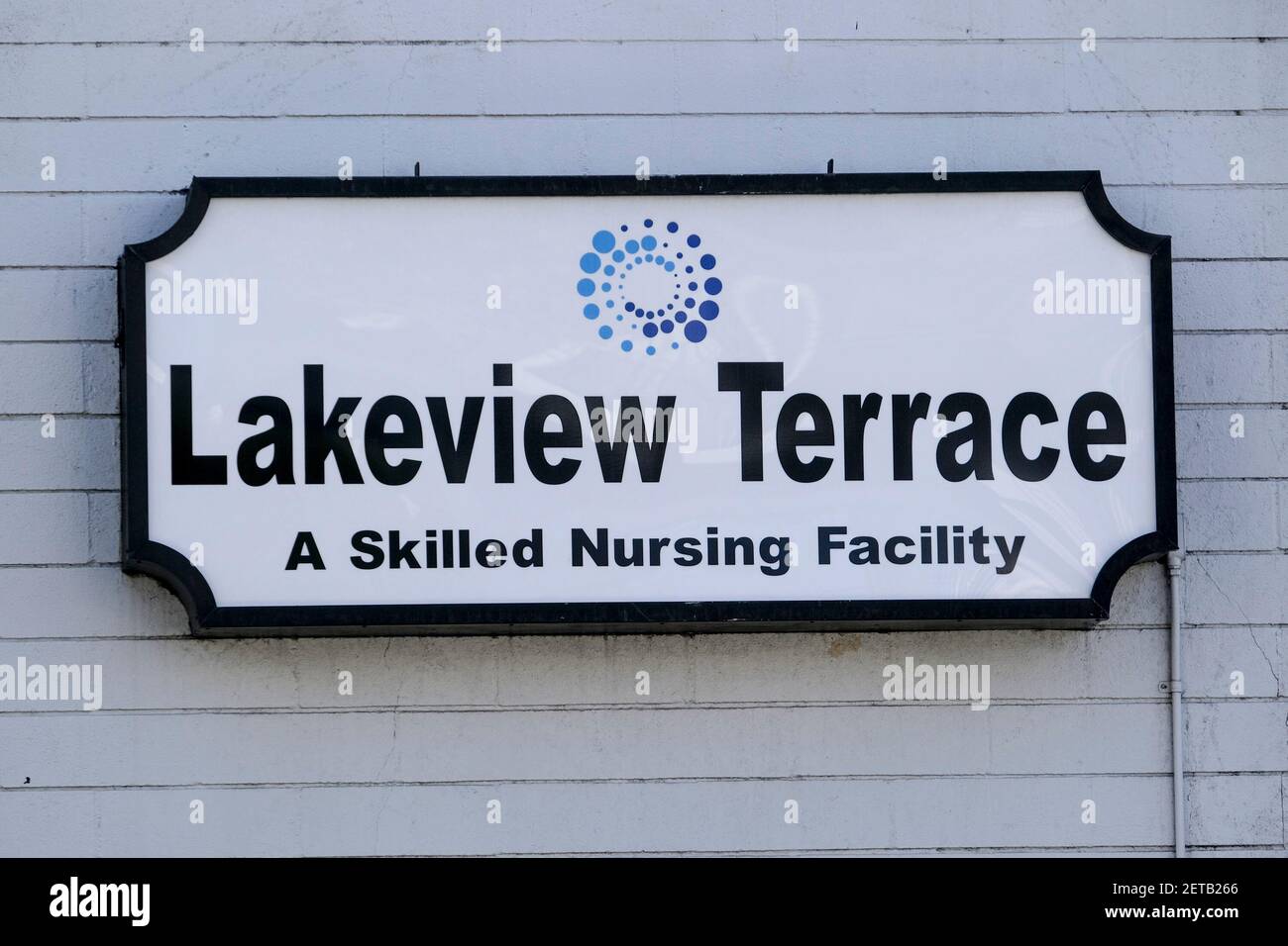 Los Angeles, California, USA. 1st Mar, 2021. A sign of Lakeview Terrace Skilled Nursing Facility in Los Angeles, March 1, 2021. Los Angeles City Attorney Mike Feuer announced today his office reached a settlement with Lakeview Terrace Skilled Nursing Facility, which was accused of patient dumping during the COVID-19 pandemic, as well as abuse, neglect, denial of care and efforts to conceal its conduct. Credit: Ringo Chiu/ZUMA Wire/Alamy Live News Stock Photo