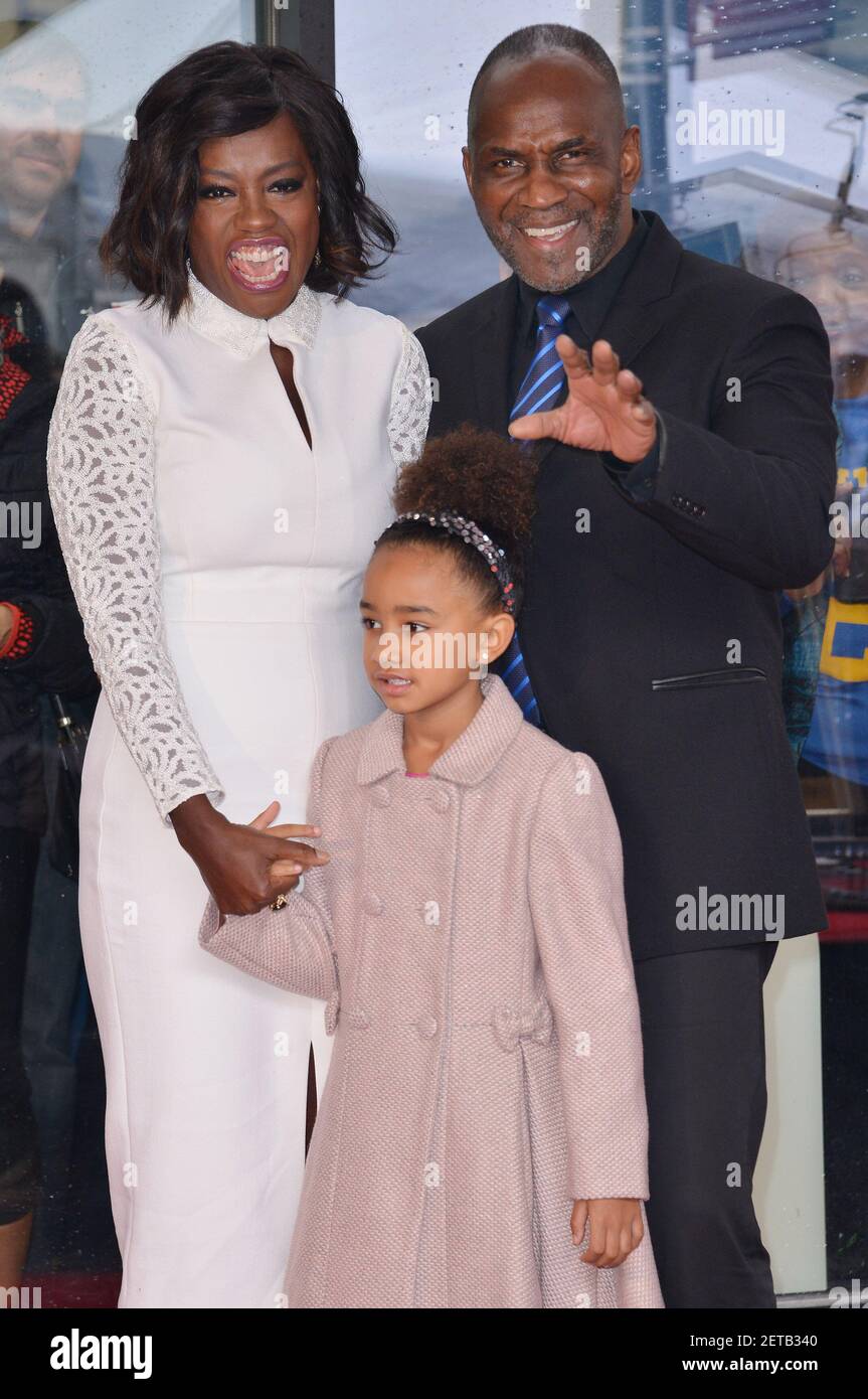 L-R) Viola Davis, Daughter Genesis Tennon and Husband Julius Tennon at the Viola  Davis Star On The Hollywood Walk Of Fame Ceremony held on 7013 Hollywood  Blvd in front of Marshalls in