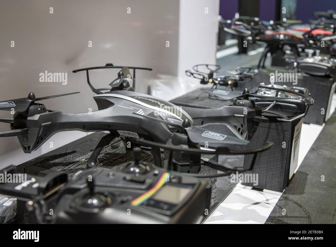 Polaroid Drone in the Polaroid Booth at the Consumer Electronics Show held  in Las Vegas, Nevada on January 5, 2016. (Photo by Mikey McNulty) ***  Please Use Credit from Credit Field *** Stock Photo - Alamy