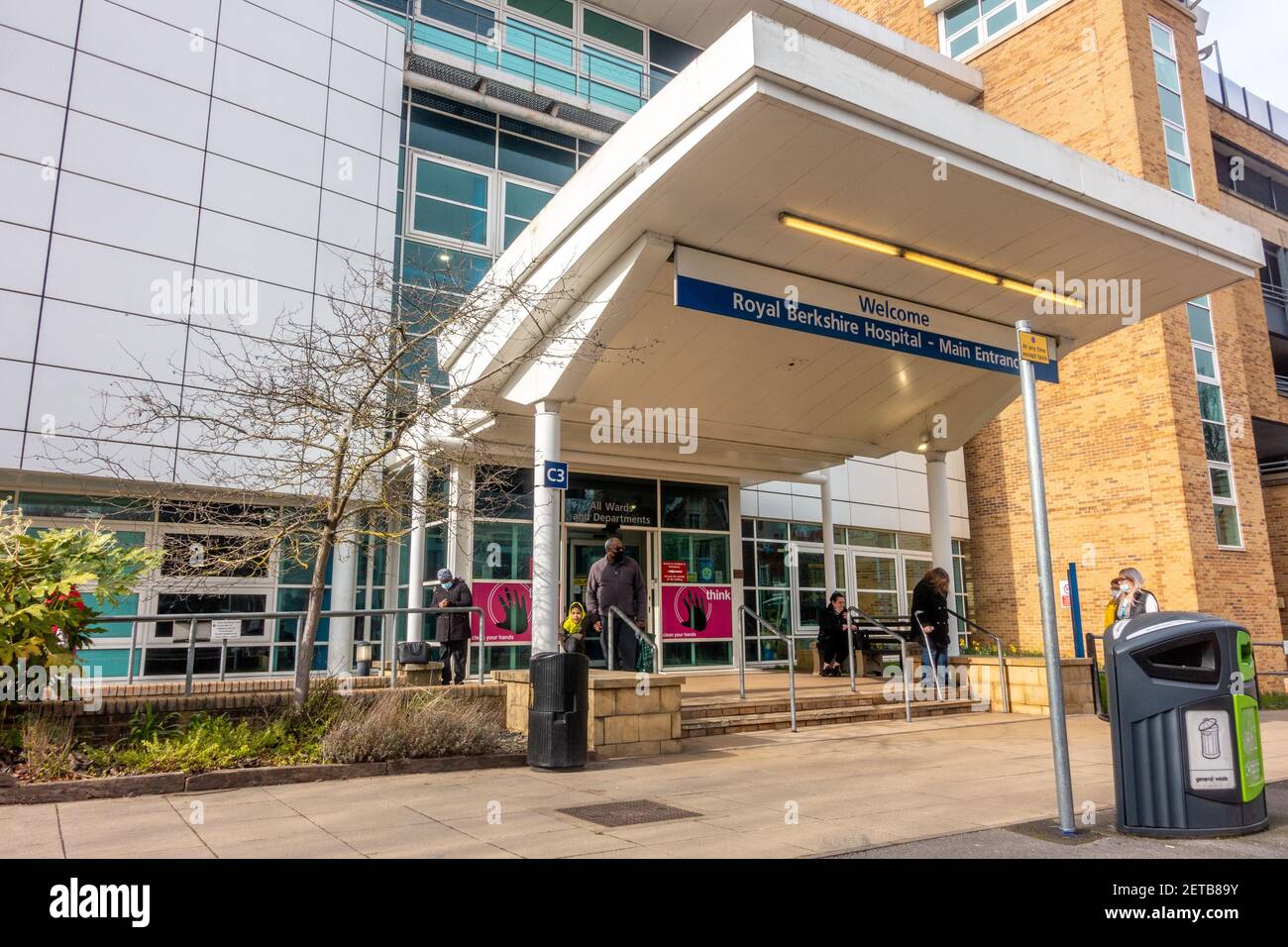 The main entrance of The Royal Berkshire Hospital in Reading, UK Stock Photo