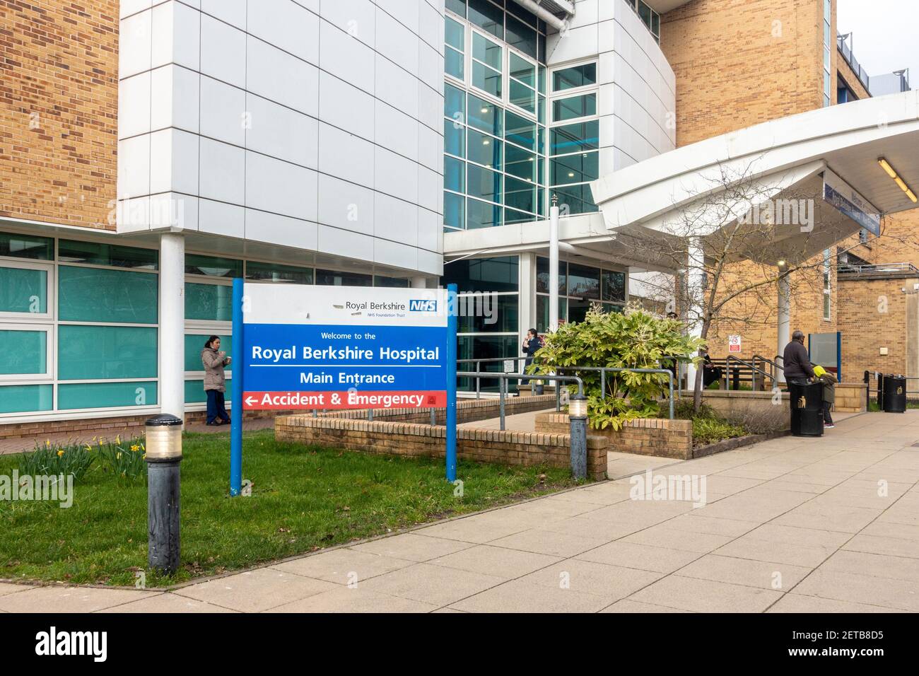 The main entrance of The Royal Berkshire Hospital in Reading, UK. Stock Photo