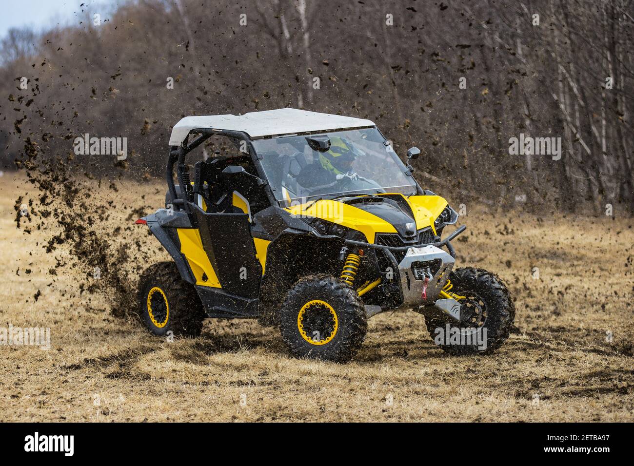 ATV adventure. Buggy extreme ride on dirt track. UTV Stock Photo - Alamy