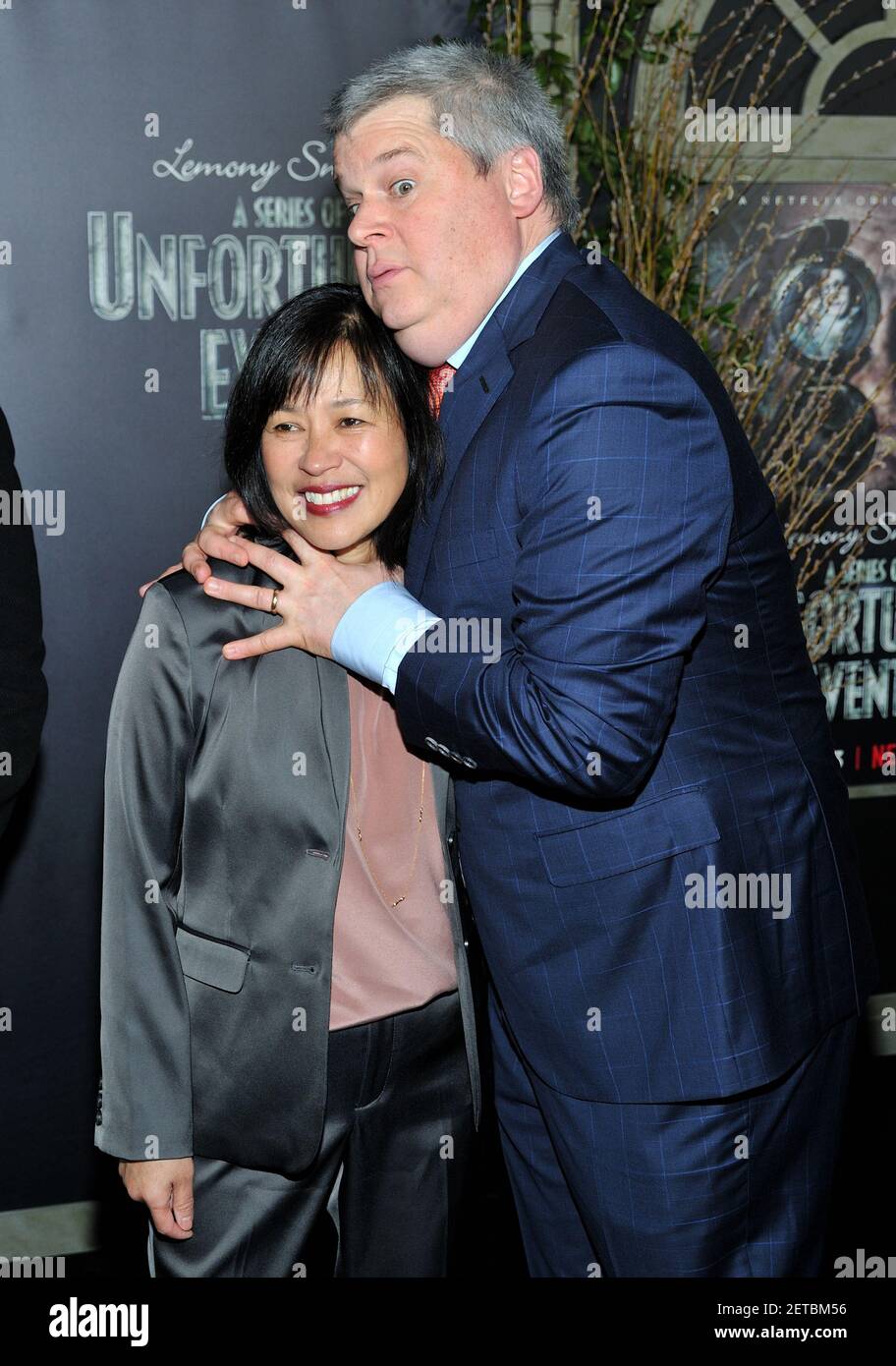 L-R: Producers Rose Lam and Daniel Handler attend the world premiere of  Netflix' Lemony Snicket's " A Series Of Unfortunate Events" at the AMC  Lincoln Square Cinemas in New York, NY on