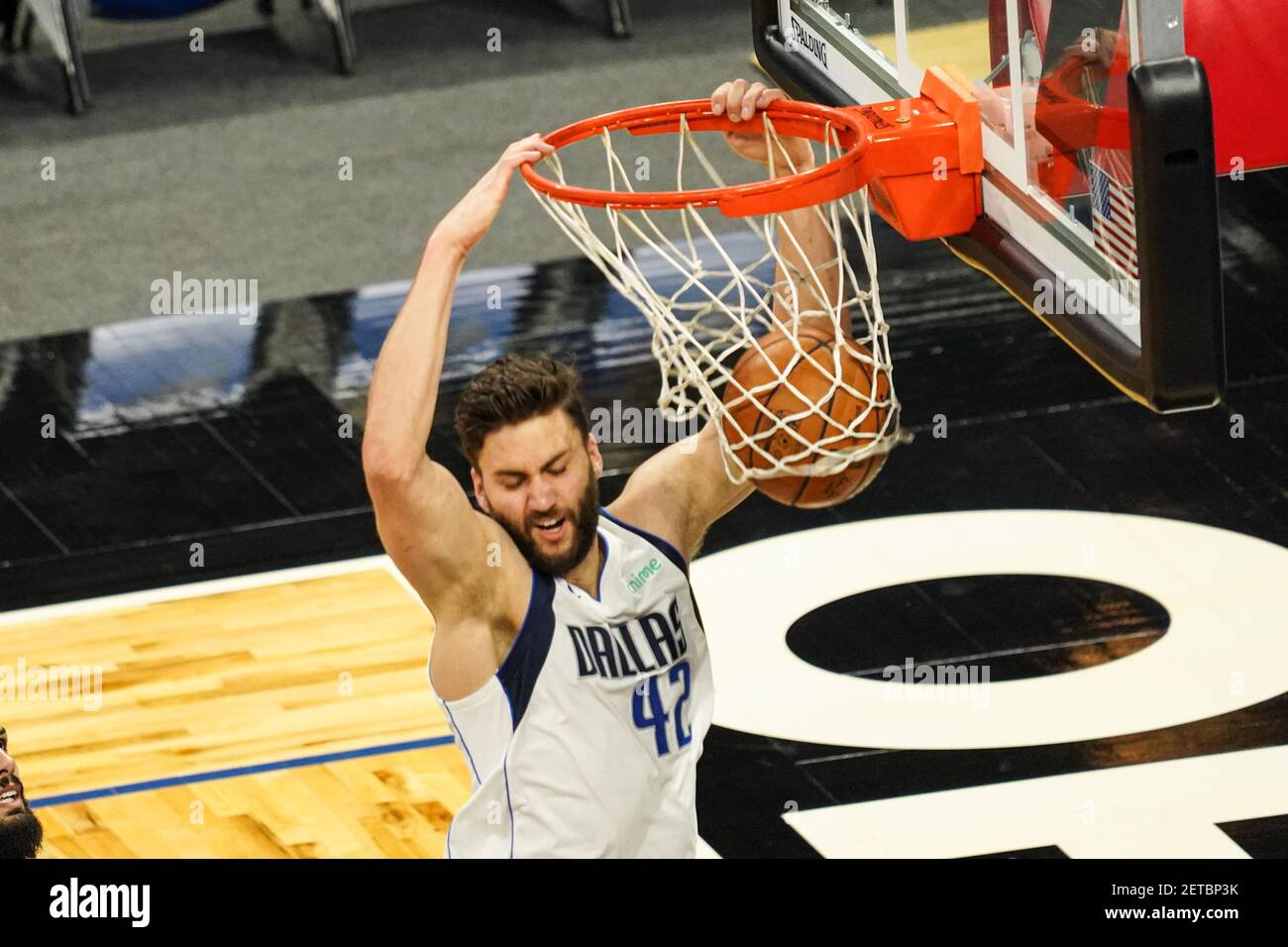 Orlando, Florida, USA, March 1, 2021, Dallas Mavericks player Tim Hardaway  Jr. #11 attempt to make a basket against the Orlando Magic at the Amway  Center (Photo Credit: Marty Jean-Louis/Alamy Live News