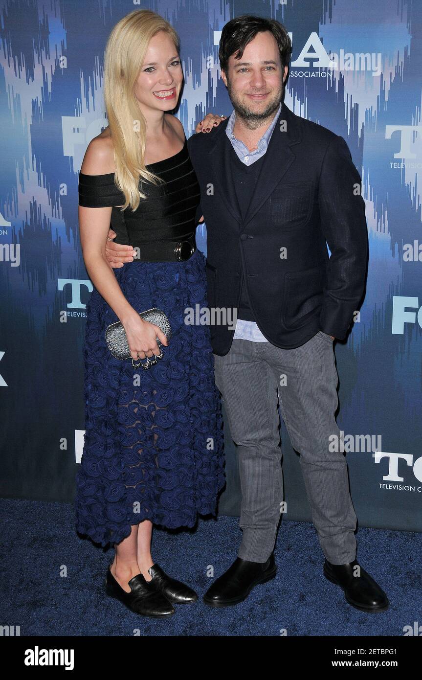 (L-R) Caitlin Mehner and Danny Strong arrives at the FOX Winter TCA