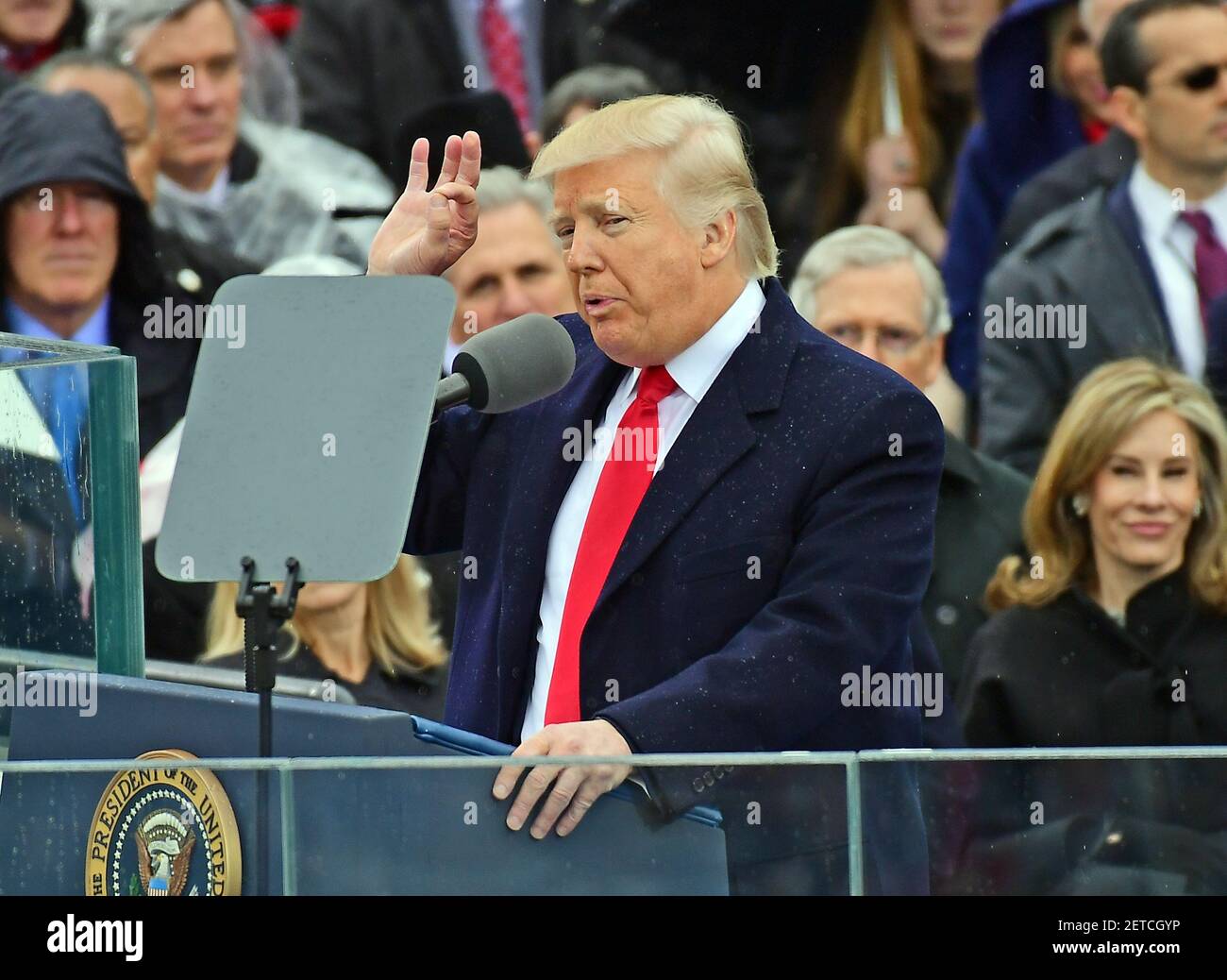Donald J. Trump delivers his Inaugural Address after being sworn-in as ...