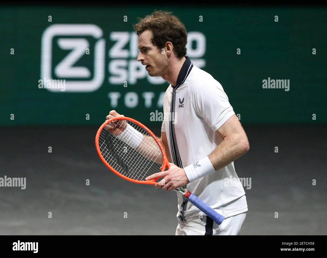 Rotterdam, Pays Bas. 01st Mar, 2021. Andy Murray of Great Britain  celebrates winning his first round match against Robin Haase of Netherlands  during the ABN AMRO World Tennis Tournament 2021, ATP 500