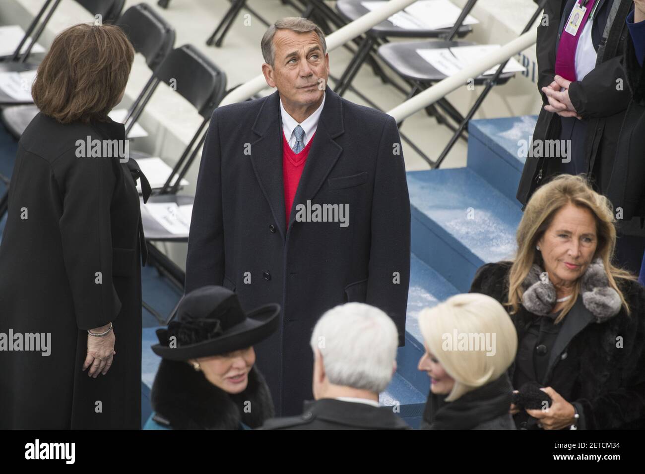 UNITED STATES - JANUARY 20: Former Speaker of the House John Boehner, R-Ohio, waits for Donald J. Trump to be sworn in as the 45th President of the United States on the West Front of the Capitol, January 20, 2017. (Photo By Tom Williams/CQ Roll Call) *** Please Use Credit from Credit Field *** Stock Photo
