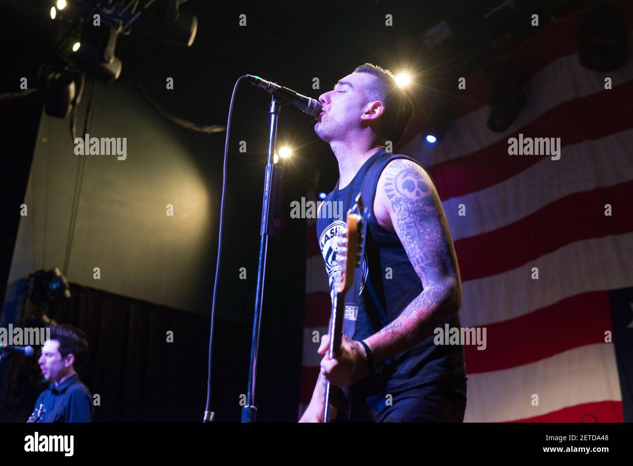 Guitarist Chris Barker of Anti Flag performs in concert at Emo's on Febuary 1, 2017 in Austin, Texas. (Photo by Maggie Boyd) *** Please Use Credit from Credit Field *** Stock Photo