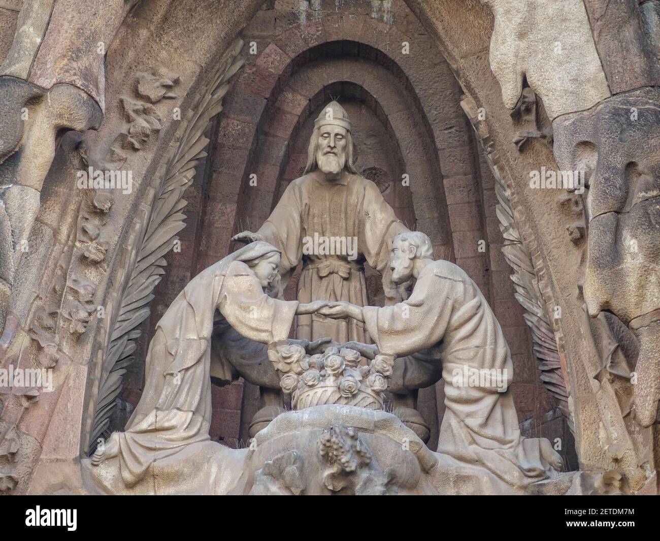 Glory façade of the Sagrada Familia Barcelona, Catalonia, Spain Stock