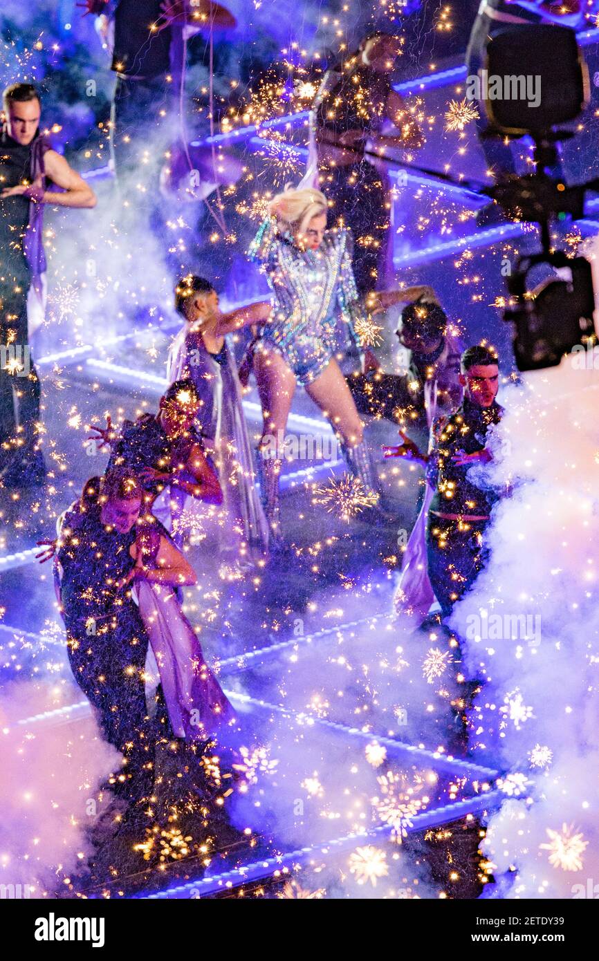 Lady Gaga performs during the Pepsi Zero Sugar Super Bowl LI Halftime