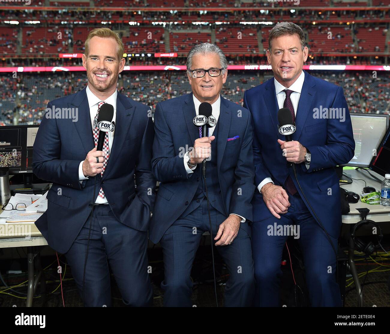HOUSTON, TX FEBRUARY 5 Fox Sports NFL announcers Joe Buck, Mike