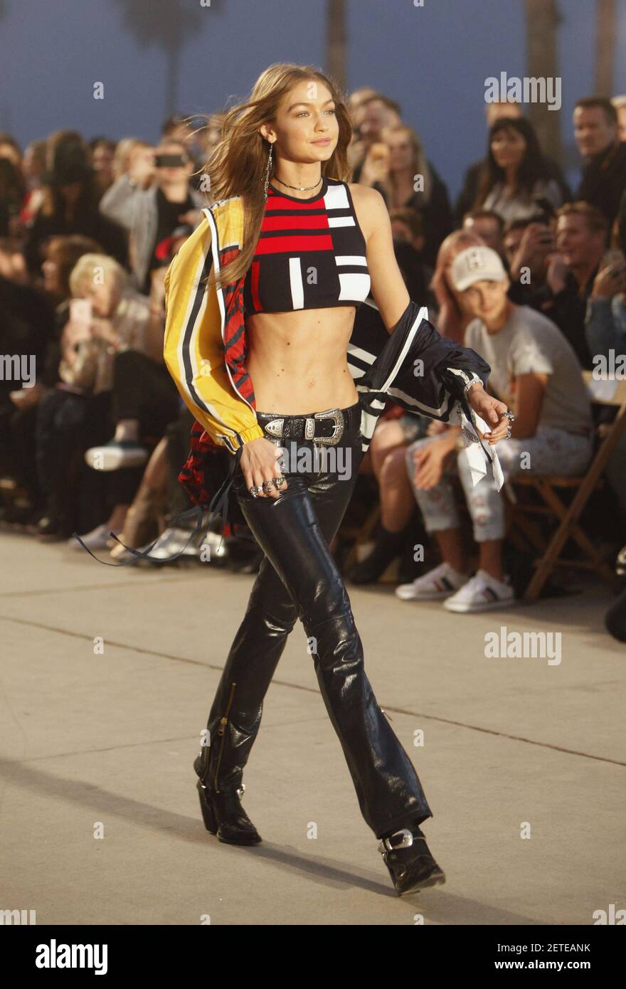 Model Gigi Hadid walks the runway at the TommyLand Tommy Hilfiger Spring 2017  Fashion Show on