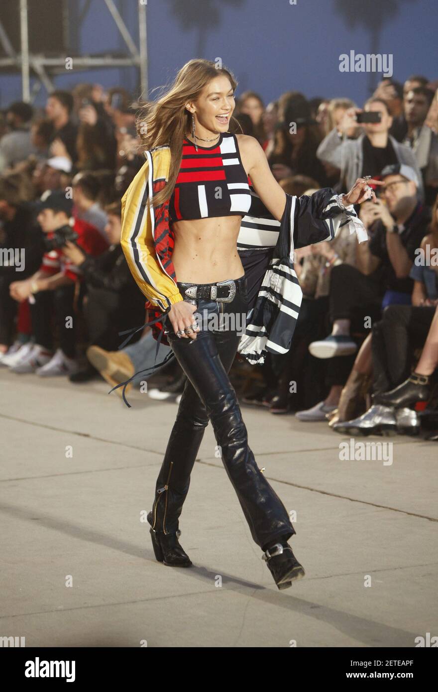 Model Gigi Hadid walks the runway at the TommyLand Tommy Hilfiger Spring  2017 Fashion Show on