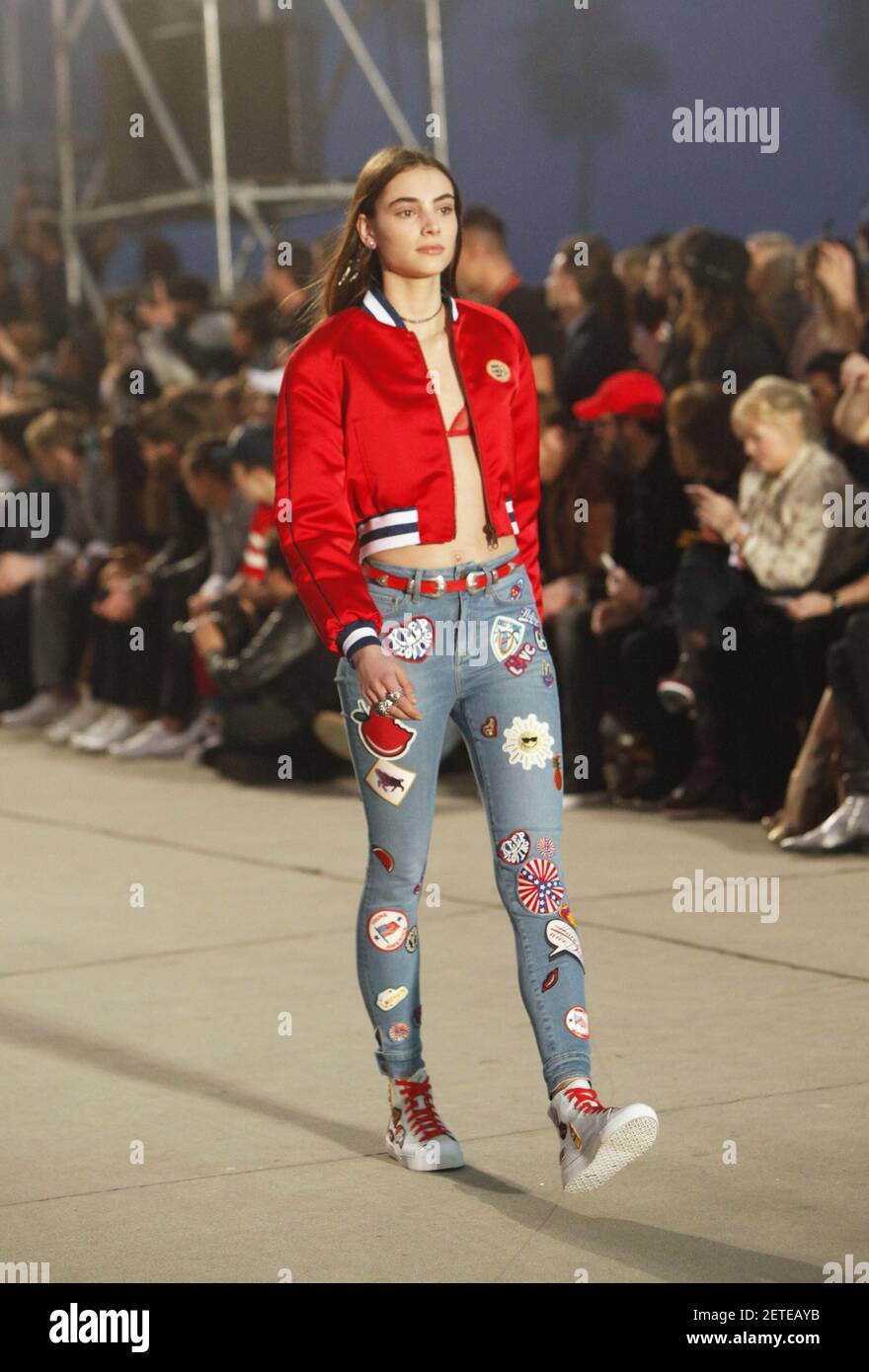Model Romy Schonberger walks the runway at the TommyLand Tommy Hilfiger  Spring 2017 Fashion Show on