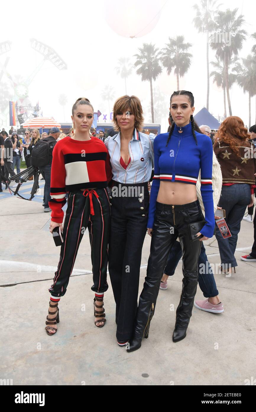 Delilah Belle Hamlin, Lisa Rinna, Amelia Gray Hamlin during the Tommy Hilfiger Womens Spring 2017 Collection, held on Venice Boardwalk in Venice, California, Wednesday, February 8, (Photo by Jennifer
