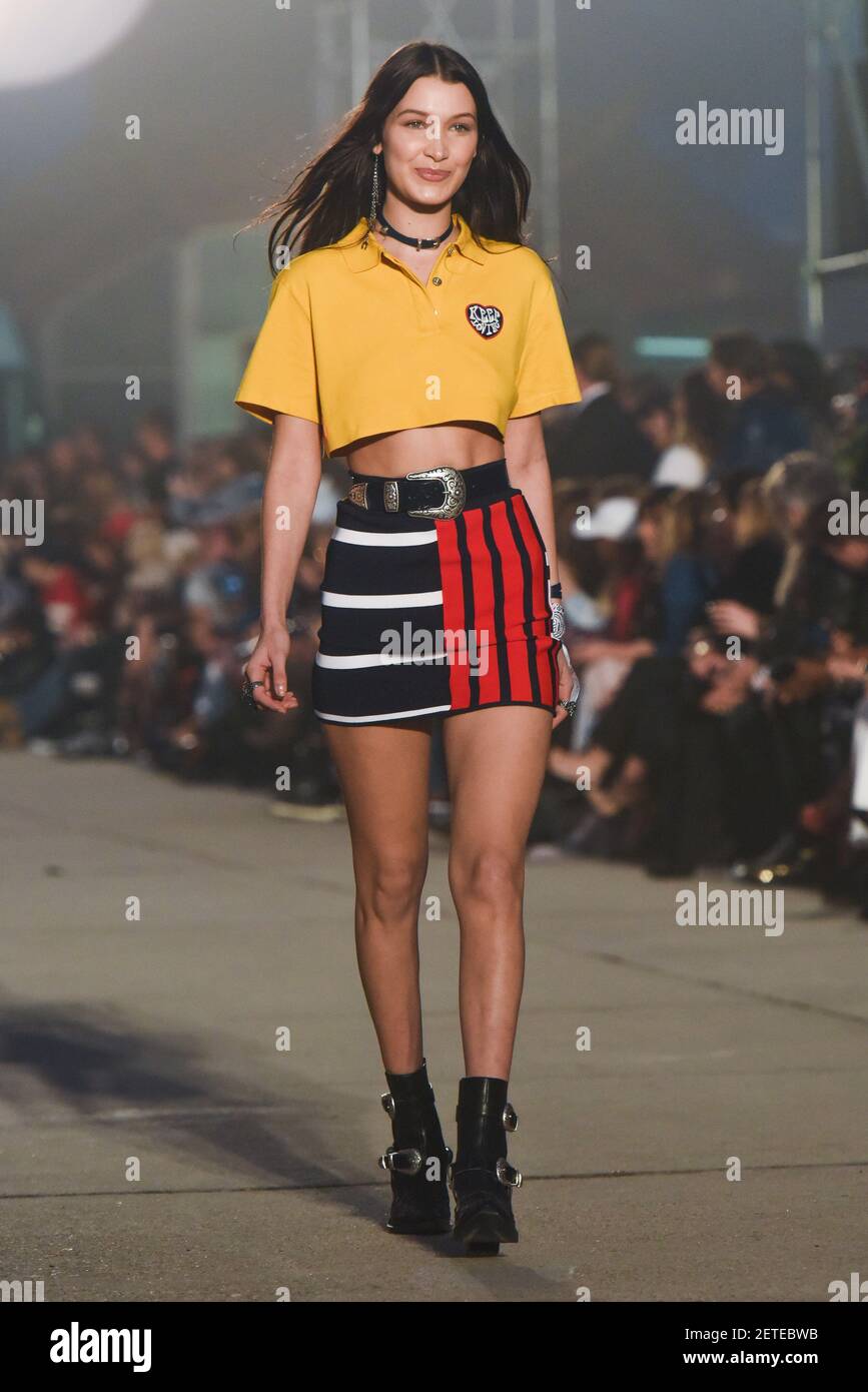 Bella Hadid on the runway during the Tommy Hilfiger Womens Spring 2017  Collection, held on the Venice Beach Boardwalk in Venice, California,  Wednesday, February 8, 2017. (Photo by Jennifer Graylock) *** Please