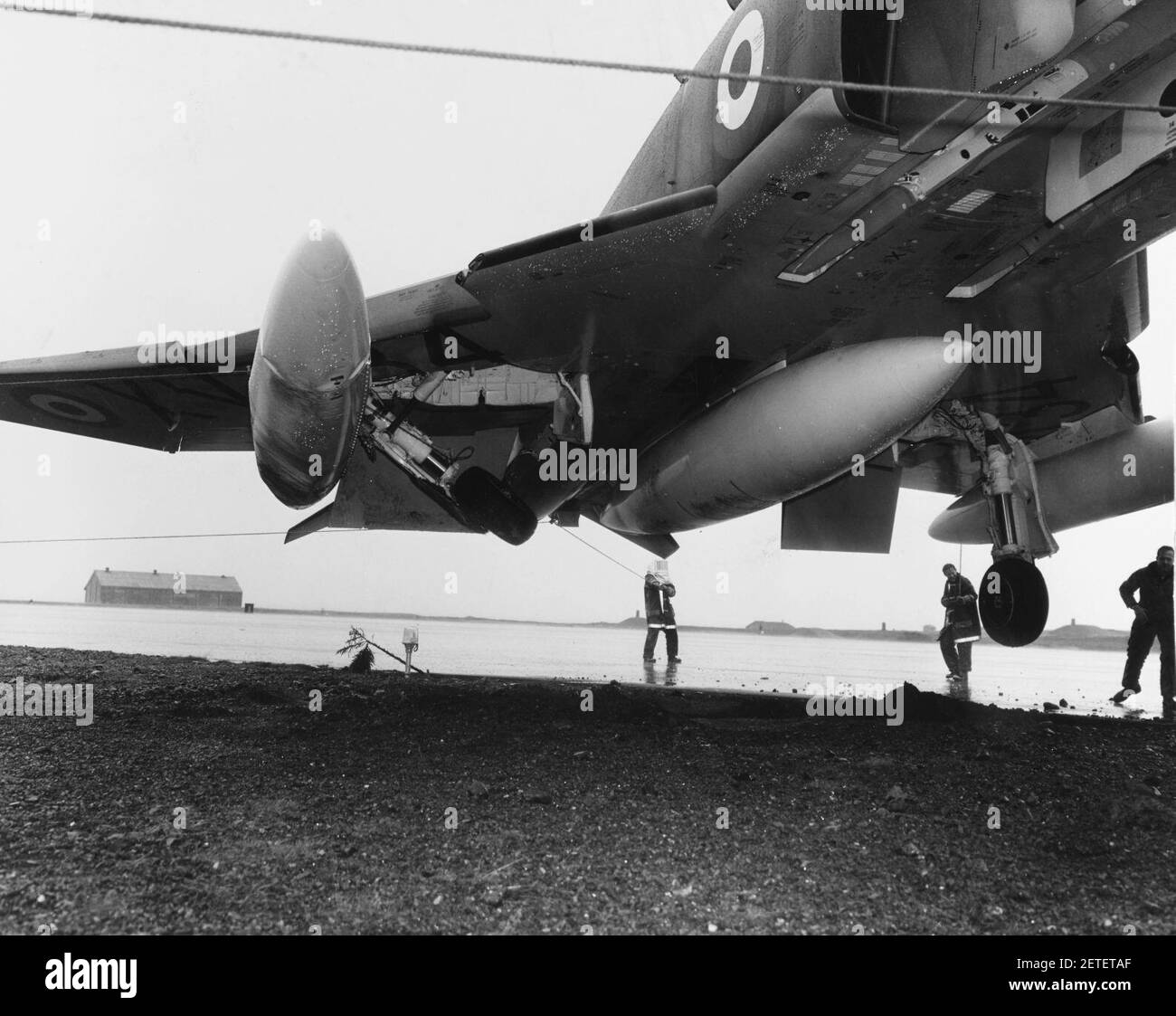 Phantom FGR2 after landing accident at Naval Station Argentia in 1969. Stock Photo