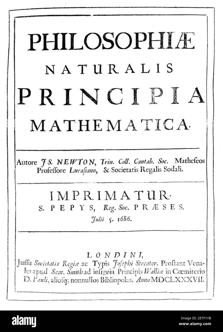 Phil nat principia math - Newton. Stock Photo