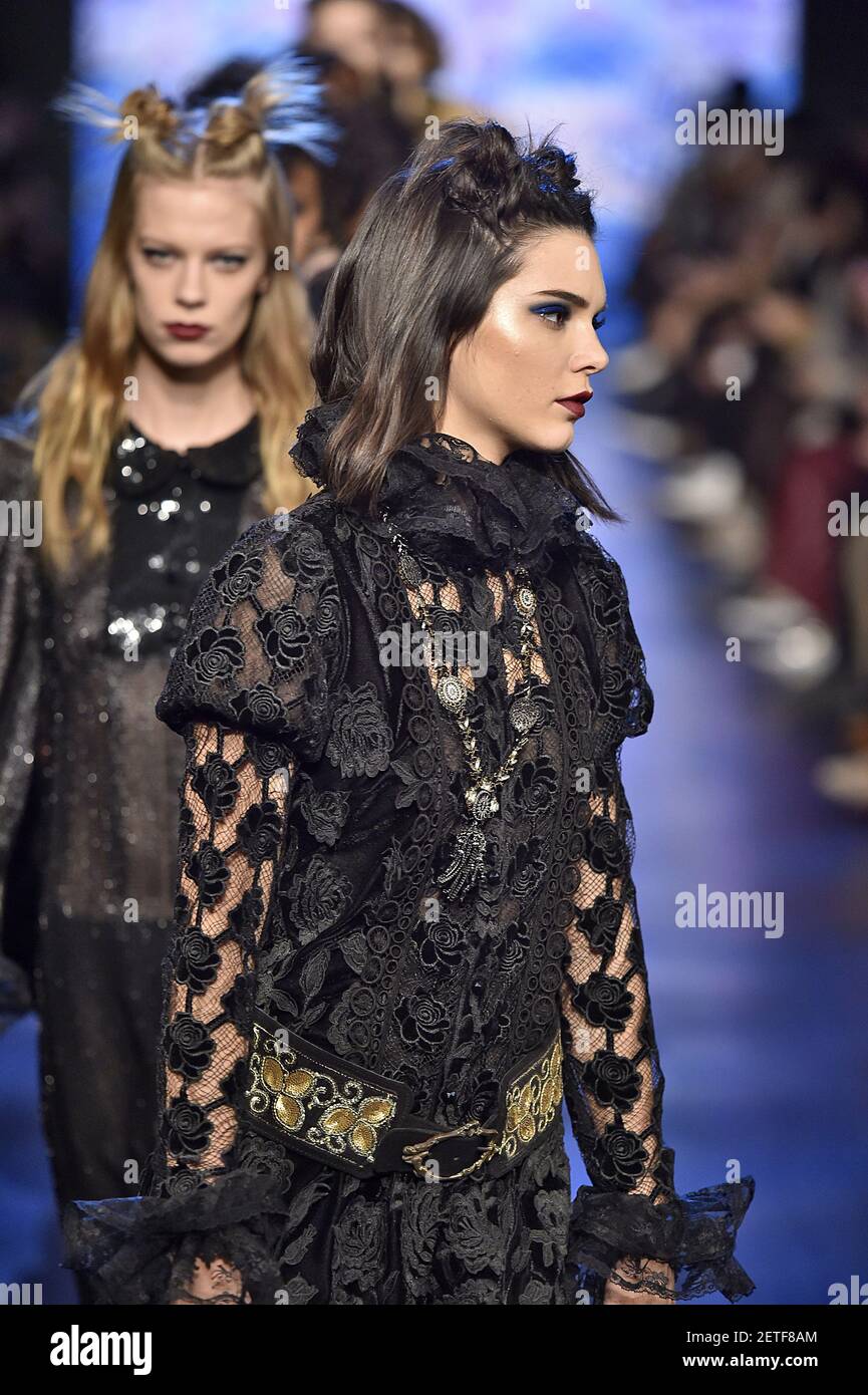 Model Kendall Jenner walks on the runway during the Anna Sui Fashion