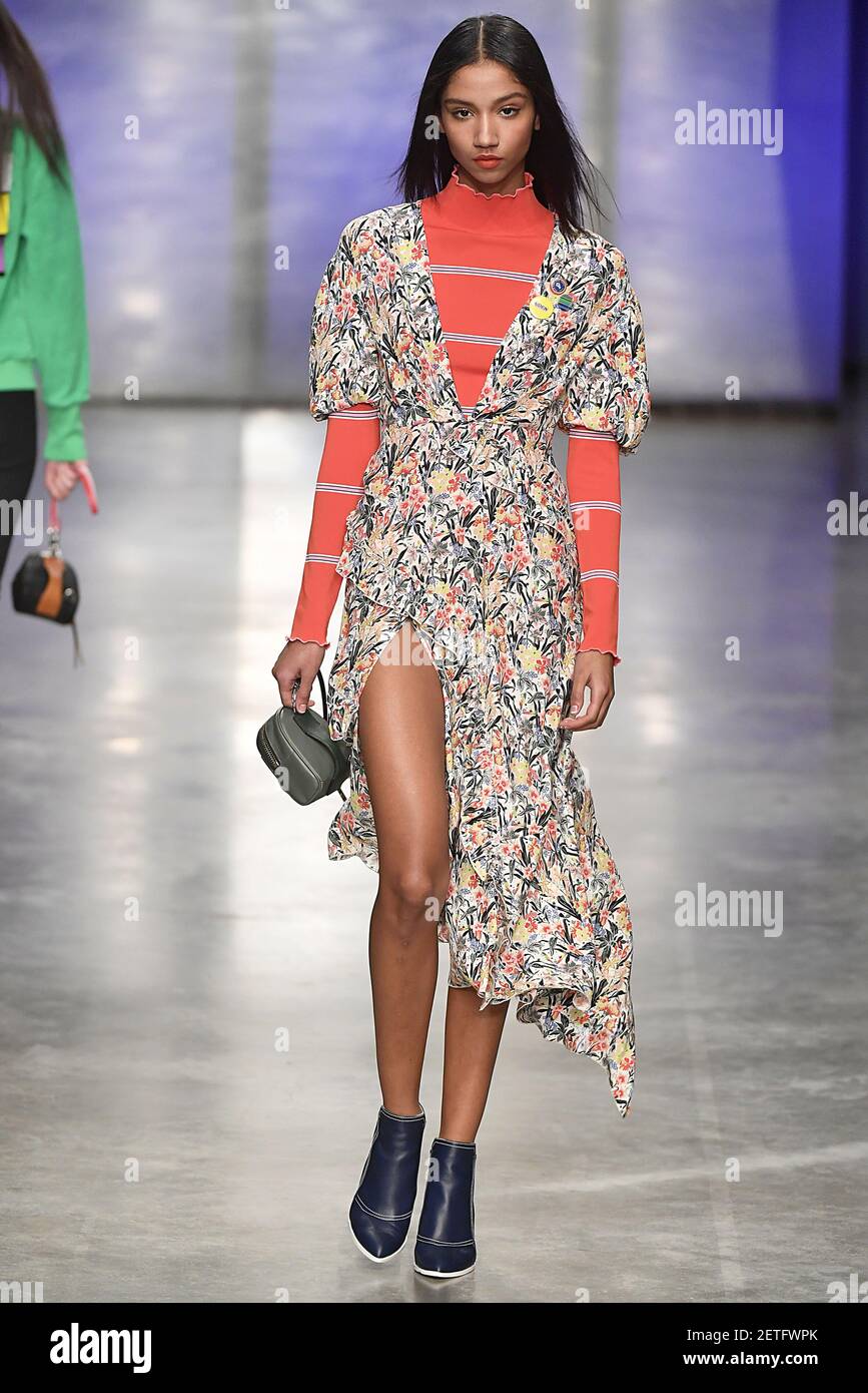 Model Aiden Curtiss walks on the runway during the Topshop Unique Fashion  Show at FW17 held at the Tate Modern in London, England on February 19,  2017. (Photo by Jonas Gustavsson)*** Please