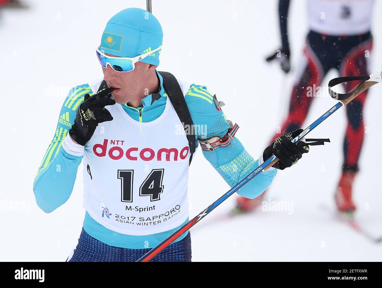 170223) -- SAPPORO, Feb. 23, 2017 (Xinhua) -- Japan's Tachizaki Mikito  competes during the men's 10km sprint of Biathlon at the 2017 Sapporo Asian  Winter Games in Sapporo, Japan, Feb. 23, 2017.