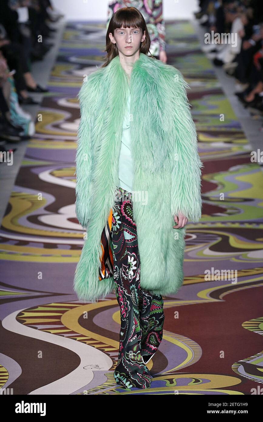 Model walks on the runway at the Emilio Pucci fashion show during Fall /  Winter 2020 / 2021 Milan Fashion Week in Milan, Italy on Feb. 20, 2020.  (Photo by Jonas Gustavsson/Sipa USA Stock Photo - Alamy