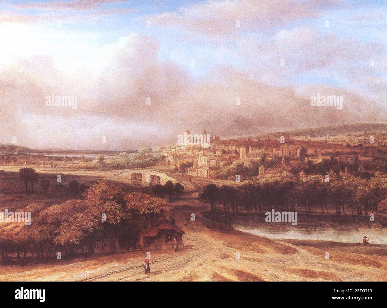 Philips Koninck Village on a Hill Stock Photo Alamy