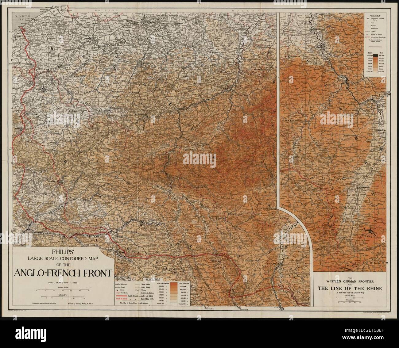 Philips' large scale contoured map of the Anglo-French front (5008303 ...