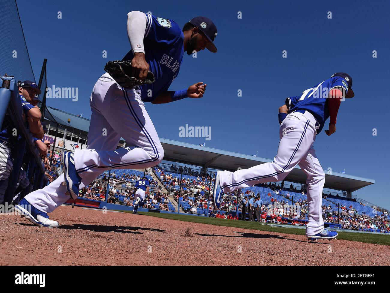 Feb 26 17 Dunedin Fl Usa Members Of The Toronto Blue Jays Hit The Field At The Start Of Their Spring Training Game Against The Philadelphia Phillies At Florida Auto Exchange Stadium Feb 26 17 Dunedin Fl Usa Members Of The Toronto Blue Jays Hit The Field At The Start Of Their Spring Training Game Against The Philadelphia Phillies At Florida Auto Exchange Stadium