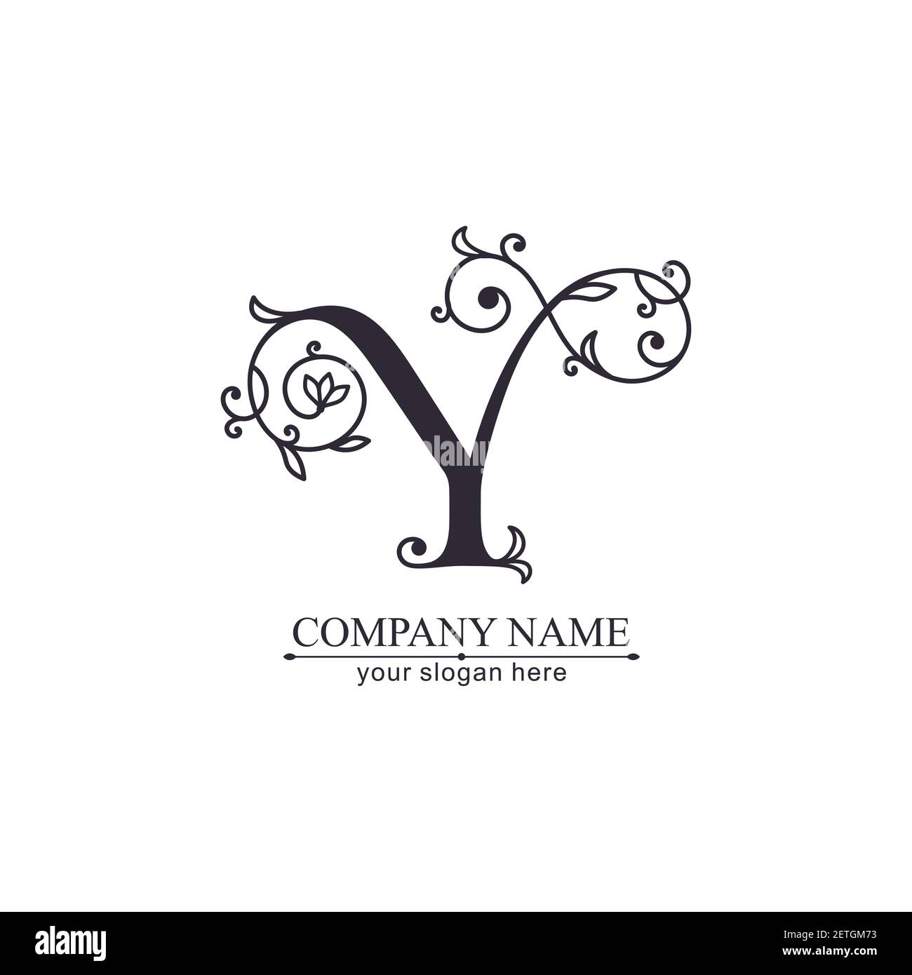 Letter Y logo template. Monnogram, delicate floral design. Personal
