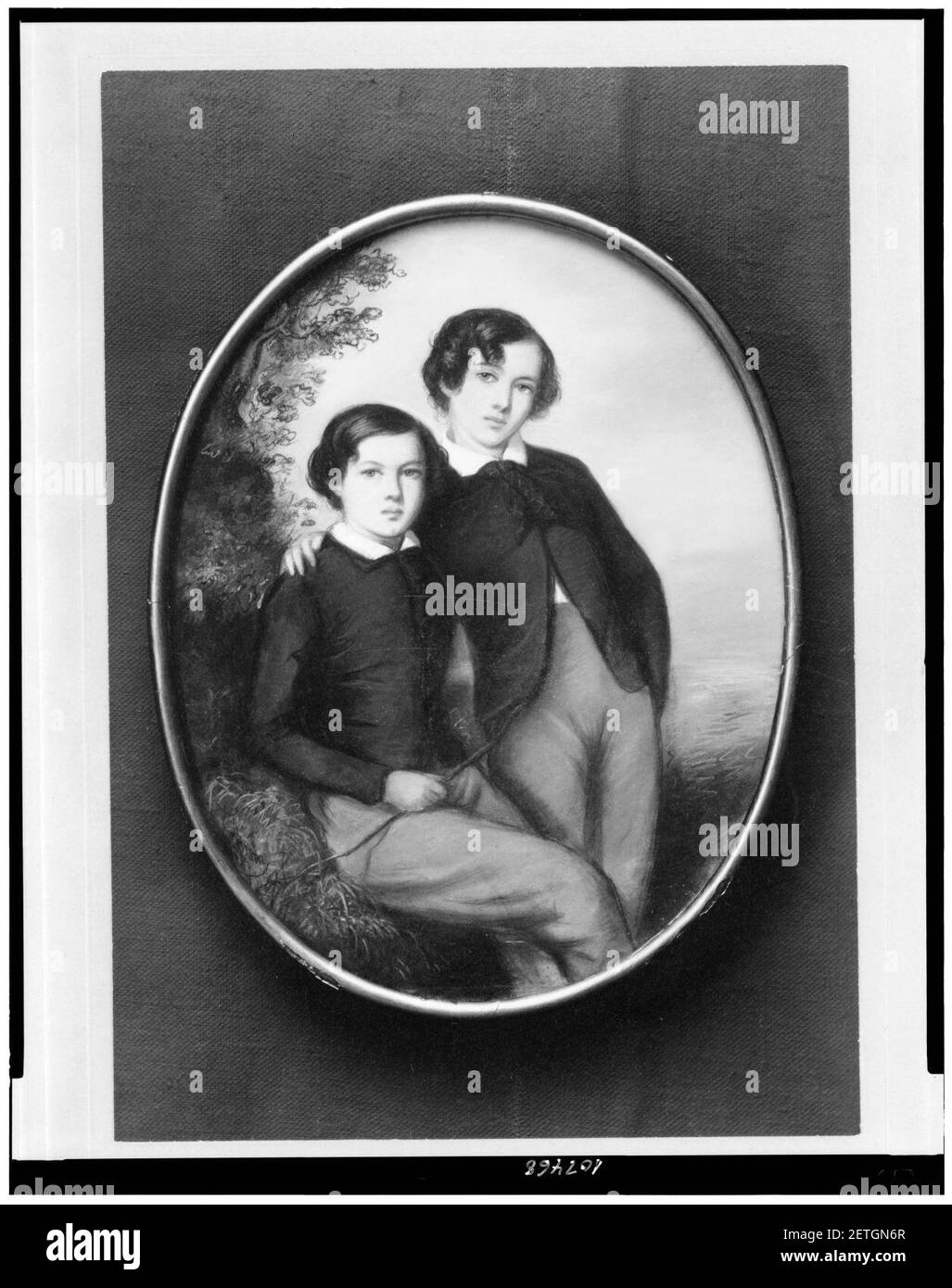 Photograph of miniature by unknown artist showing two brothers, James McNeill Whistler, 15 years old, and William Whistler, 13 years old Stock Photo