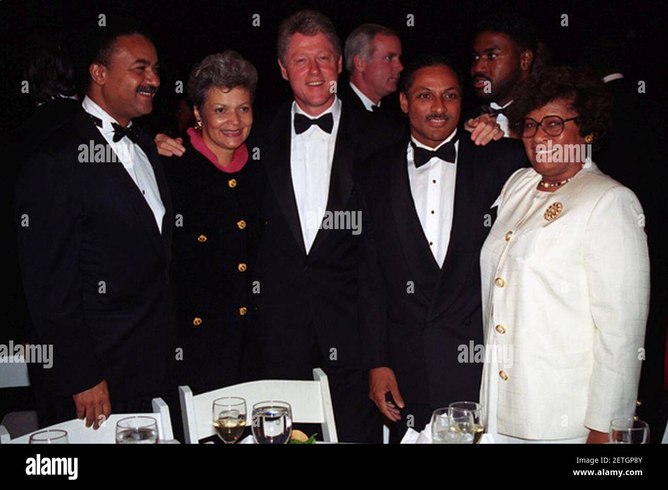 Photograph of President William J. Clinton Posing with Members of His Administration at the Congressional Black Caucus Dinner. Stock Photo
