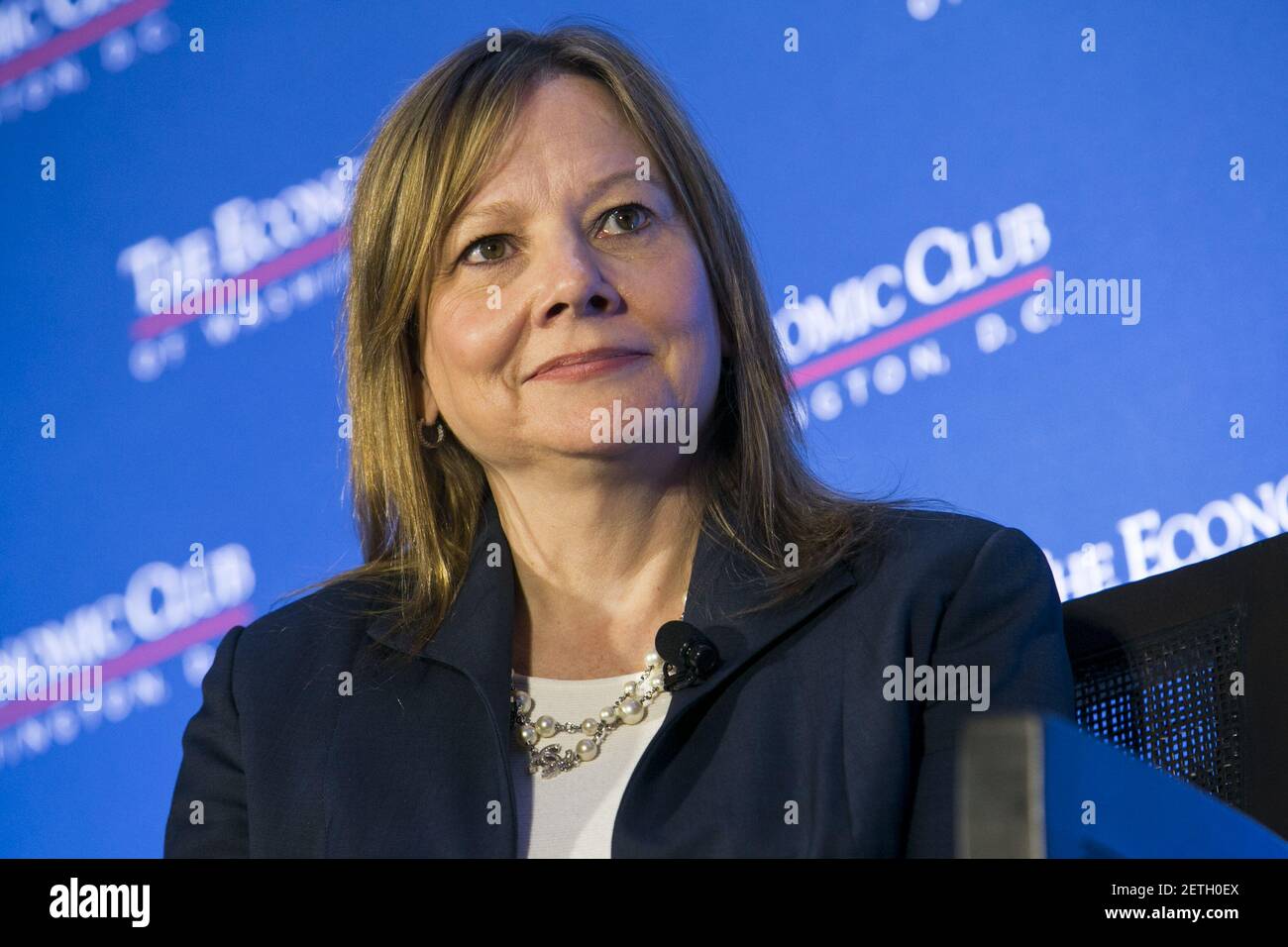 Mary Barra Chairman And Ceo Of General Motors Participates In An Interview During An Economic Club Of Washington Event In Washington D C On February 28 17 Photo By Kristoffer Tripplaar Please