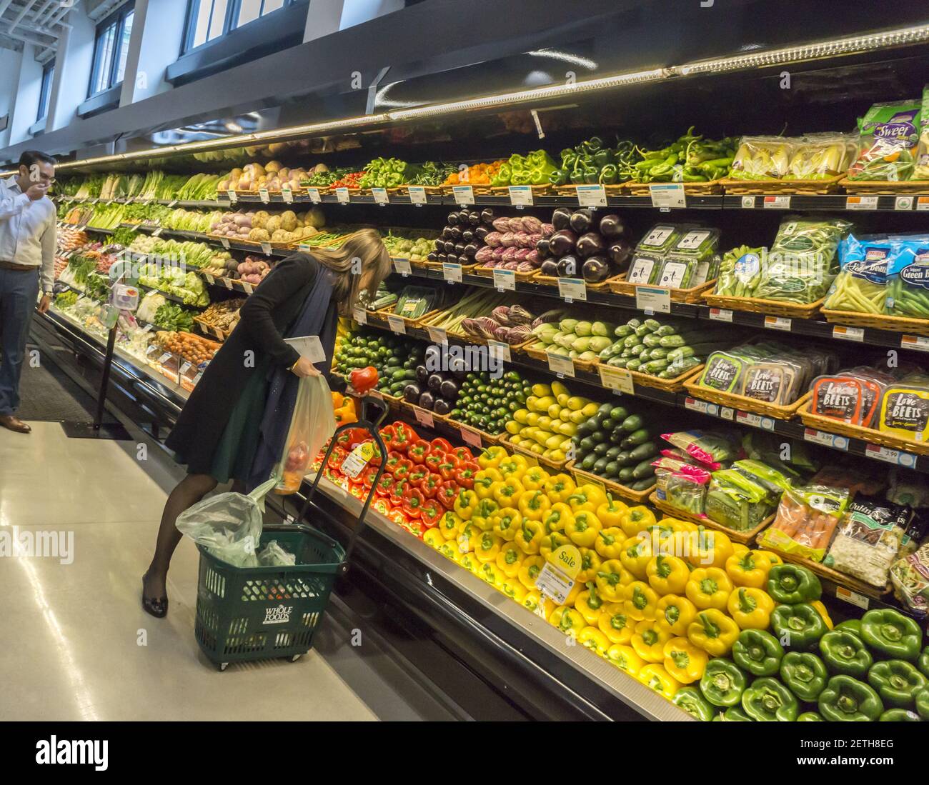 Produce department in the new Whole Foods Market in Newark, NJ on