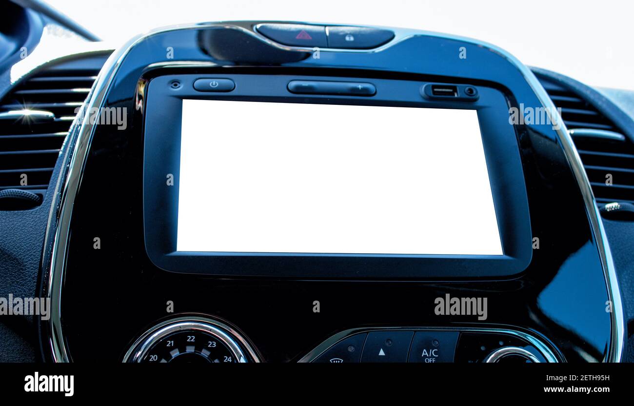 The monitor in the car with the background of the mockup. Monitor in