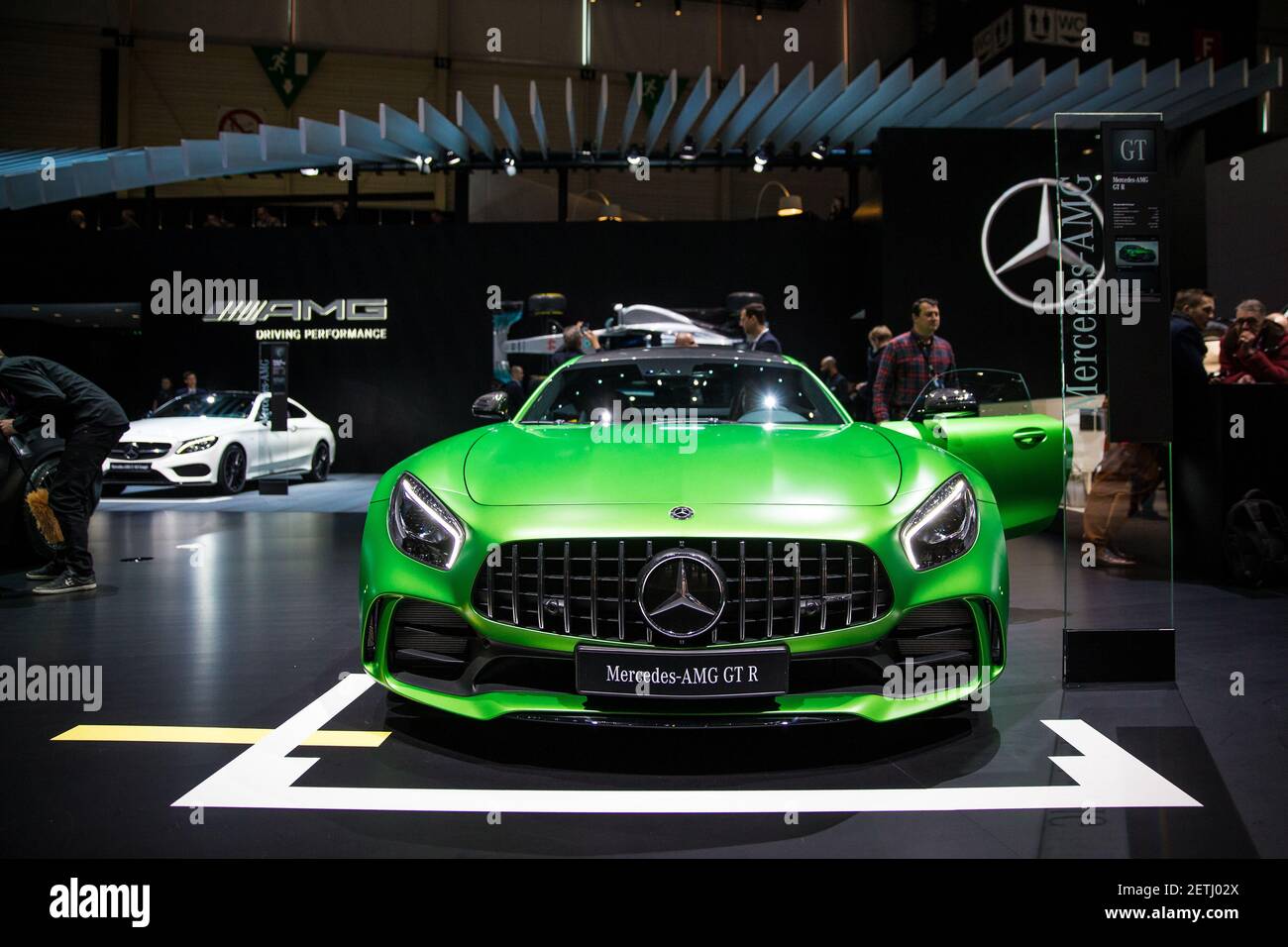 Mercedes AMG GT R at the Motor Show in Geneva, Switzerland, CH, on March 7,  2017. (Photo by Saso Domijan) *** Please Use Credit from Credit Field ***  Stock Photo - Alamy