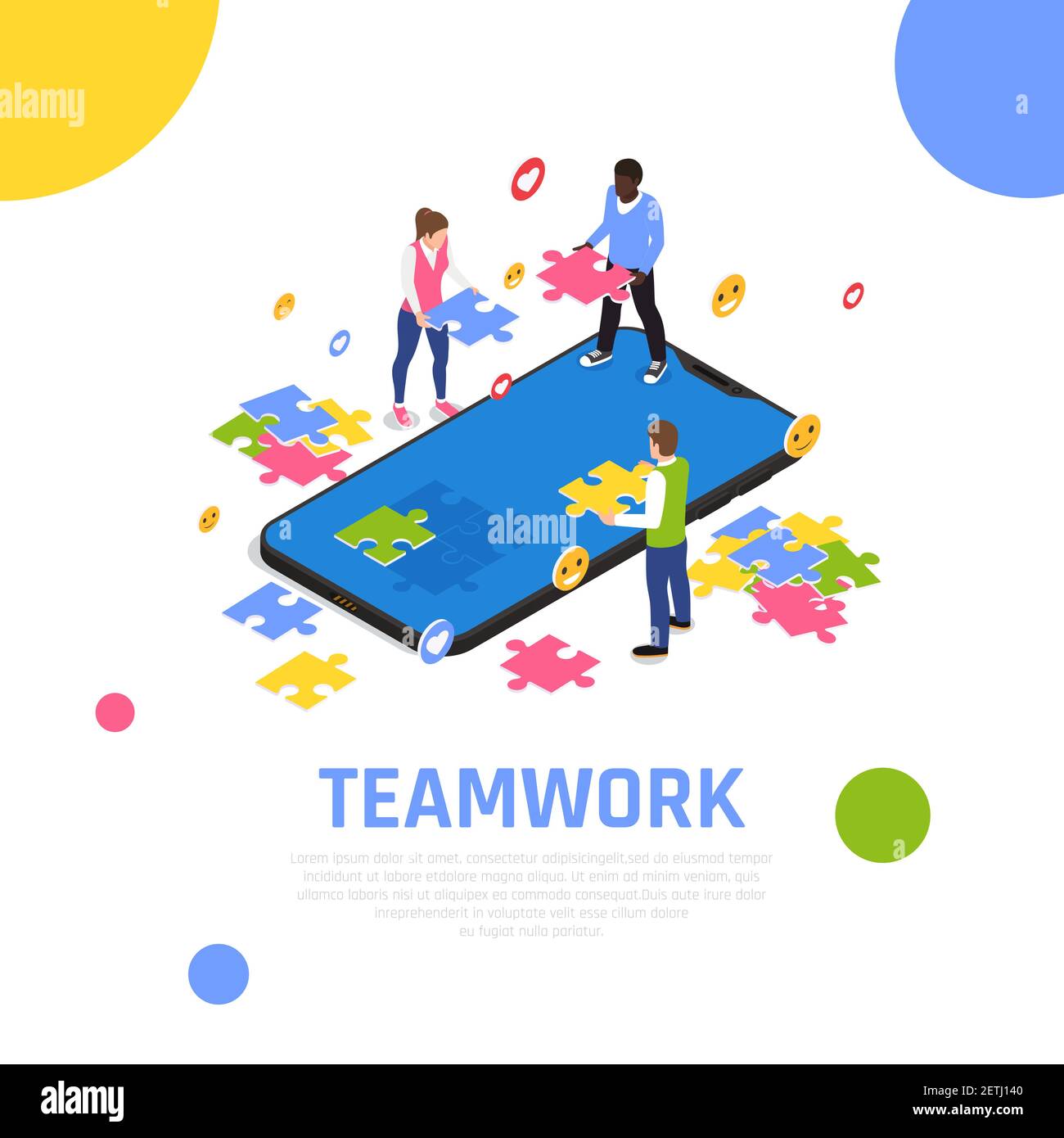 Team Building Great Jigsaw Puzzle Team Stock Illustration