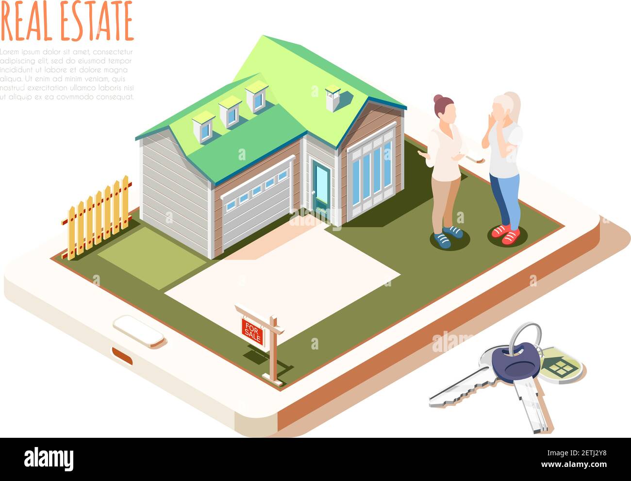 Real estate augmented reality isometric composition with cute cozy ...