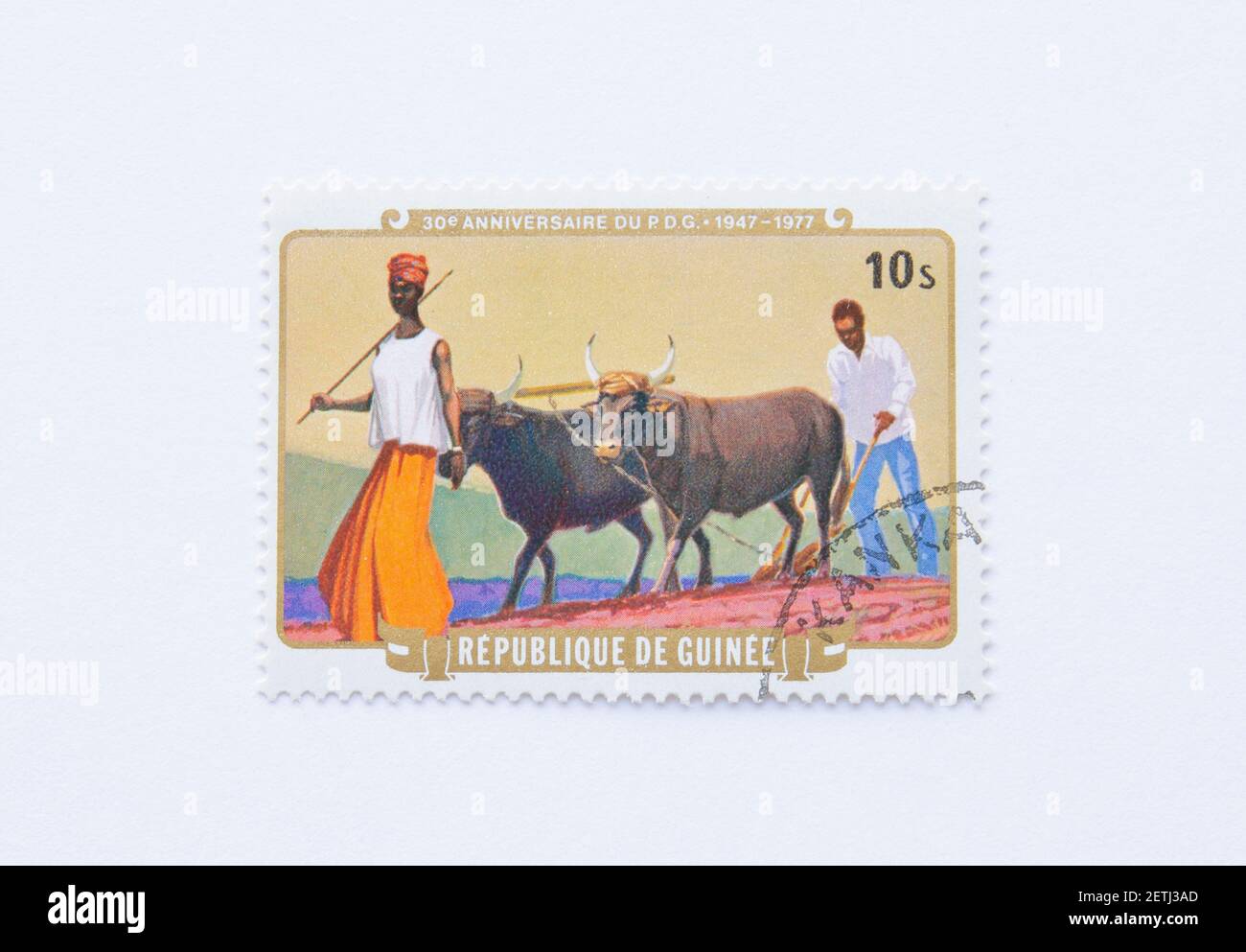 01.03.2021 Istanbul Turkey. Guinea Republic Postage Stamp. 30th Anniversary of Democratic Party of Guinea, serie, circa 1977 Stock Photo