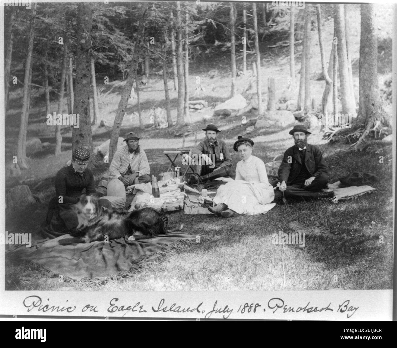 Picnic on Eagle Island, Penobscot Bay Stock Photo Alamy