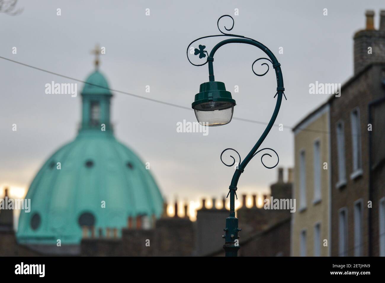 A view of a traditional street lamp in Ranelagh. On Monday, March 13, 2017, in Dublin, Ireland. Photo by Artur Widak *** Please Use Credit from Credit Field ***  Stock Photo