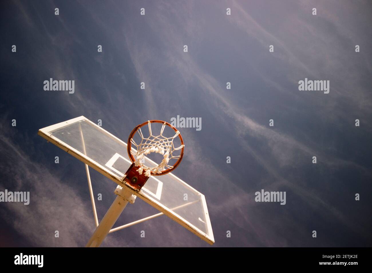Basketball rim amazing shot with sky Stock Photo Alamy
