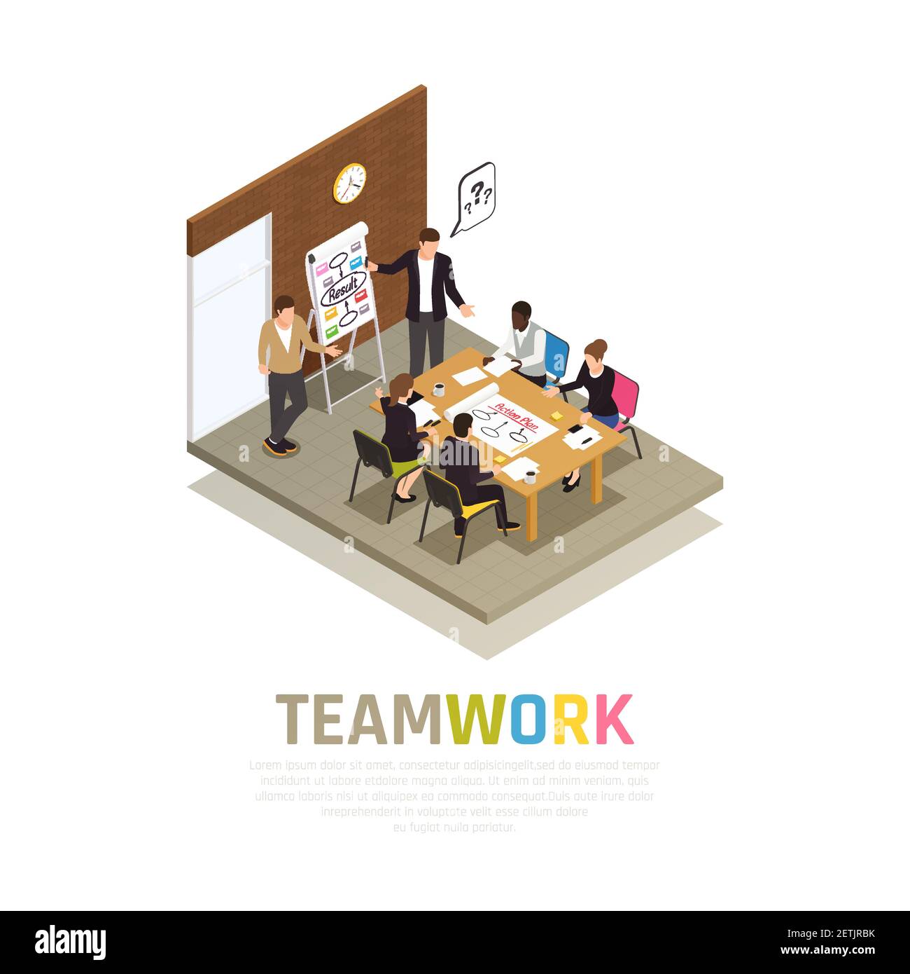 Working Group Vector Effective teamwork collaboration isometric composition with project ...