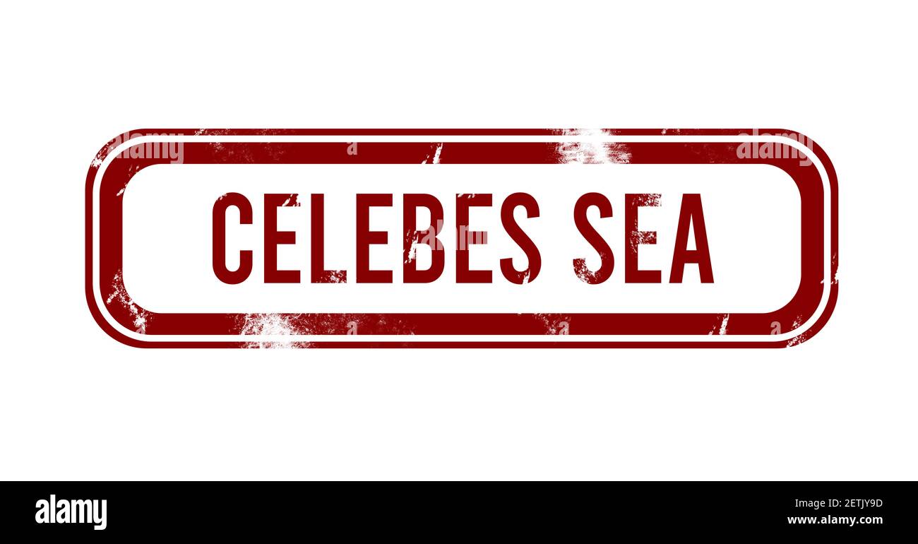 Celebes Sea - red grunge button, stamp Stock Photo