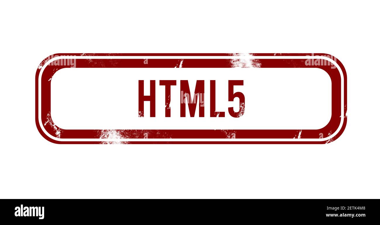 HTML5 - red grunge button, stamp Stock Photo