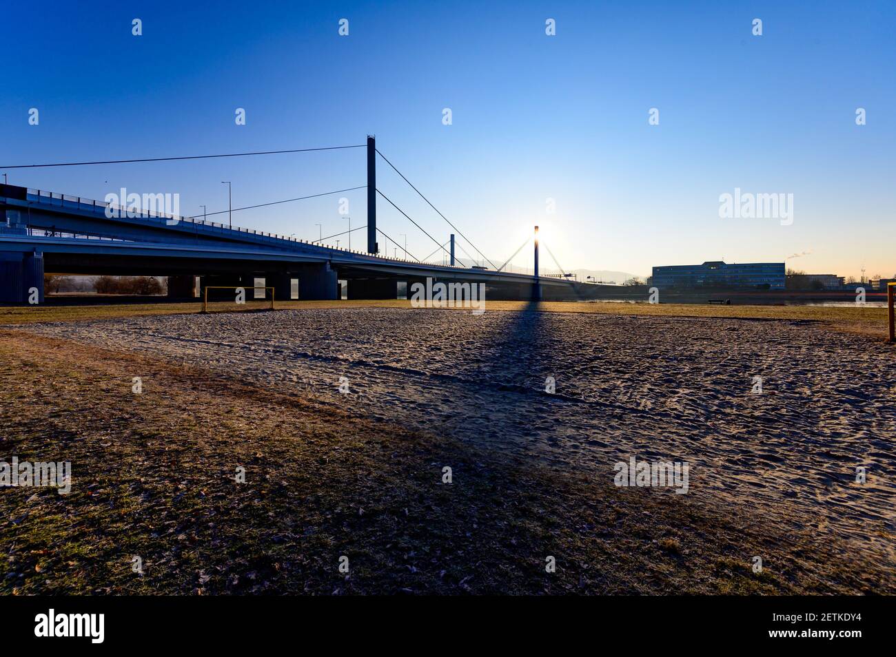highway bridge across the danube river in linz, upper austria Stock ...