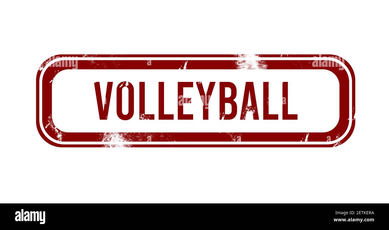 Volleyball - red grunge button, stamp Stock Photo - Alamy