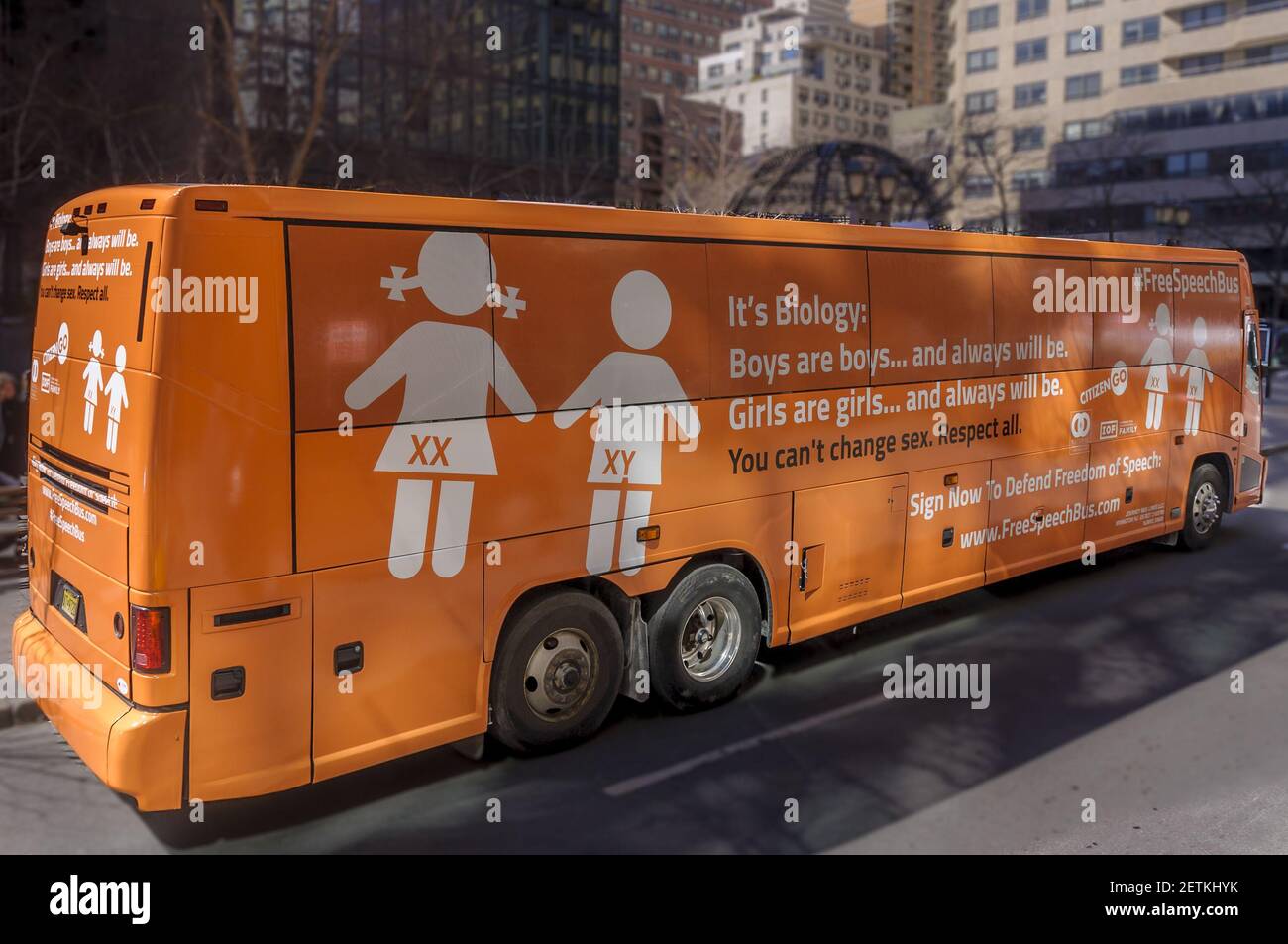 FreeSpeechBus left in a hurry chased away by Transgender rights activists -  Anti-LGBTIQ Hate Bus Hits Streets of New York. On March 23, 2017 a group  called CitizenGO is launching the so-called #